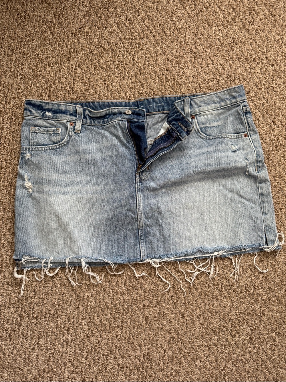 Old Navy Light Blue Denim Mini Skirt with Frayed Hem